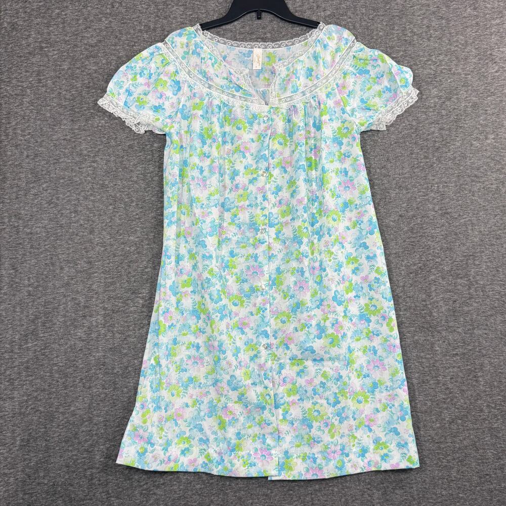 Vintage Women's Barbizon Floral Short Nightgown Lace Cottagecore Delicate Medium